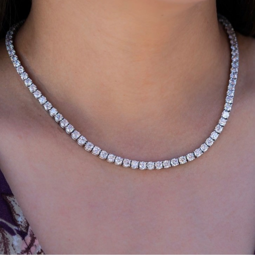 Sterling silver 4mm tennis necklace 20” - Picture 4 of 9